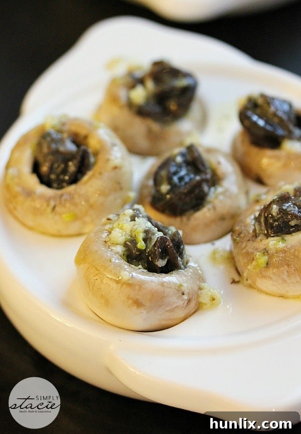Escargots in Mushroom Caps with Garlic Butter - A simple, delicious appetizer recipe for entertaining at home.