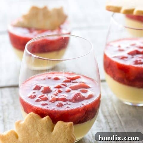 Creamy Maple Custard with Strawberry Compote, a healthy summer dessert with real ingredients.