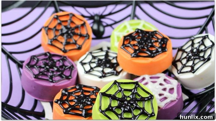 Fun and easy Halloween spiderweb Oreos.
