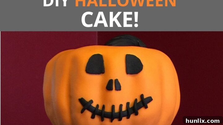 DIY Halloween Cake decorated with spooky elements.