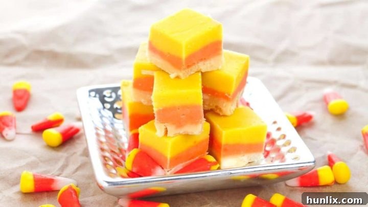 Easy 4-ingredient candy corn fudge recipe.