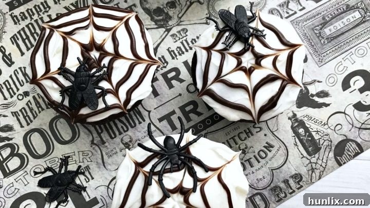 Easy DIY Halloween spider web cupcakes.