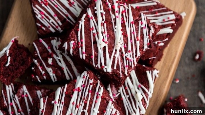 Rich, dense, and chewy Red Velvet Brownies, packed with classic red velvet flavor for an indulgent treat.