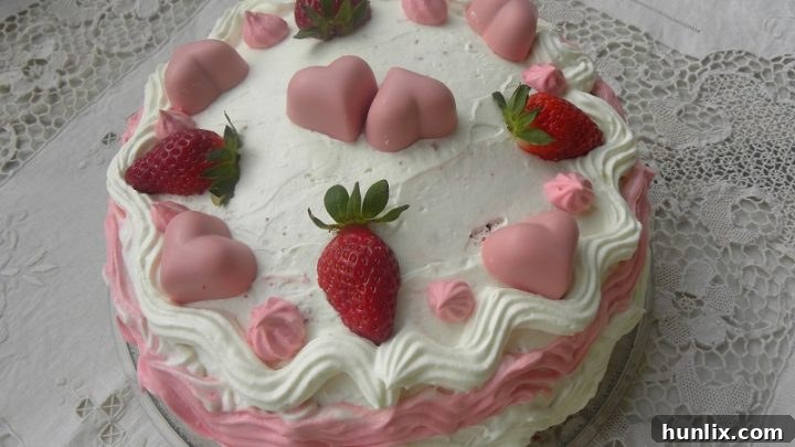 Incredible Strawberry Red Velvet Cake with Cream Cheese filling and frosting, boasting a fluffy, soft, buttery, and moist texture with a perfect strawberry flavor.