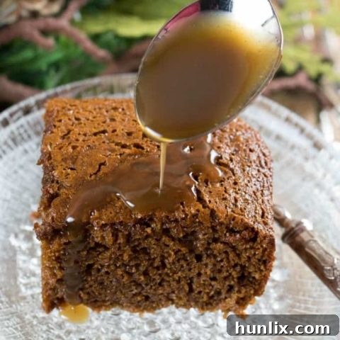 Warm Gingerbread Cake with luxurious Calvados Caramel Sauce
