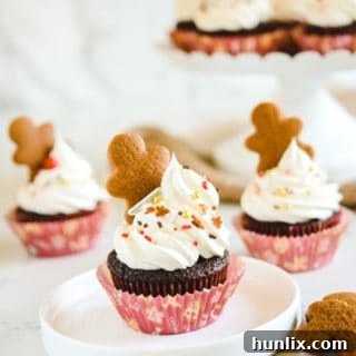 Homemade Gingerbread Cupcakes with Swiss meringue buttercream