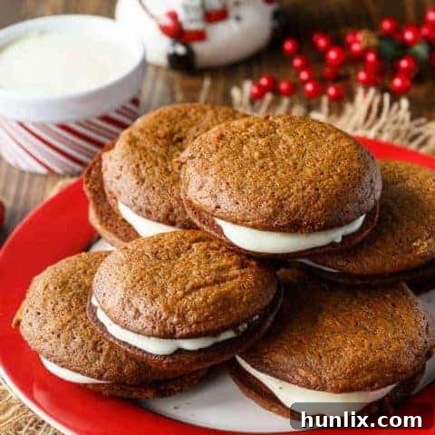 Delicious Gingerbread Whoopie Pies with cream cheese filling
