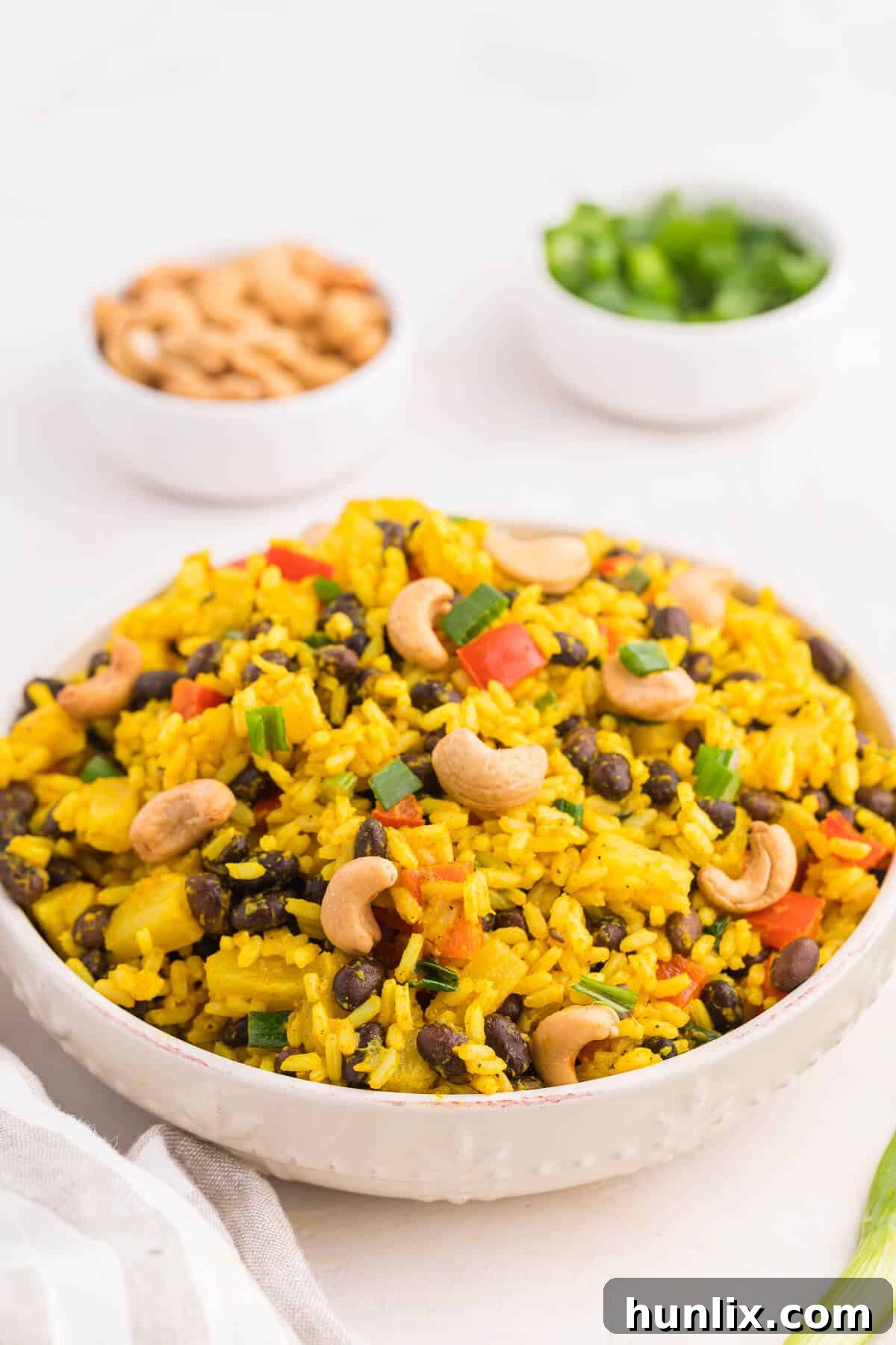 Jamaican Curry Rice 3 A bowl of freshly prepared Jamaican Curried Rice, ready to be served.