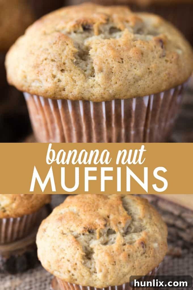 Banana Nut Muffins - A classic banana muffin that you can make with or without nuts. These muffins are moist and full of banana flavour, making them a go-to snack and lunch box favourite.