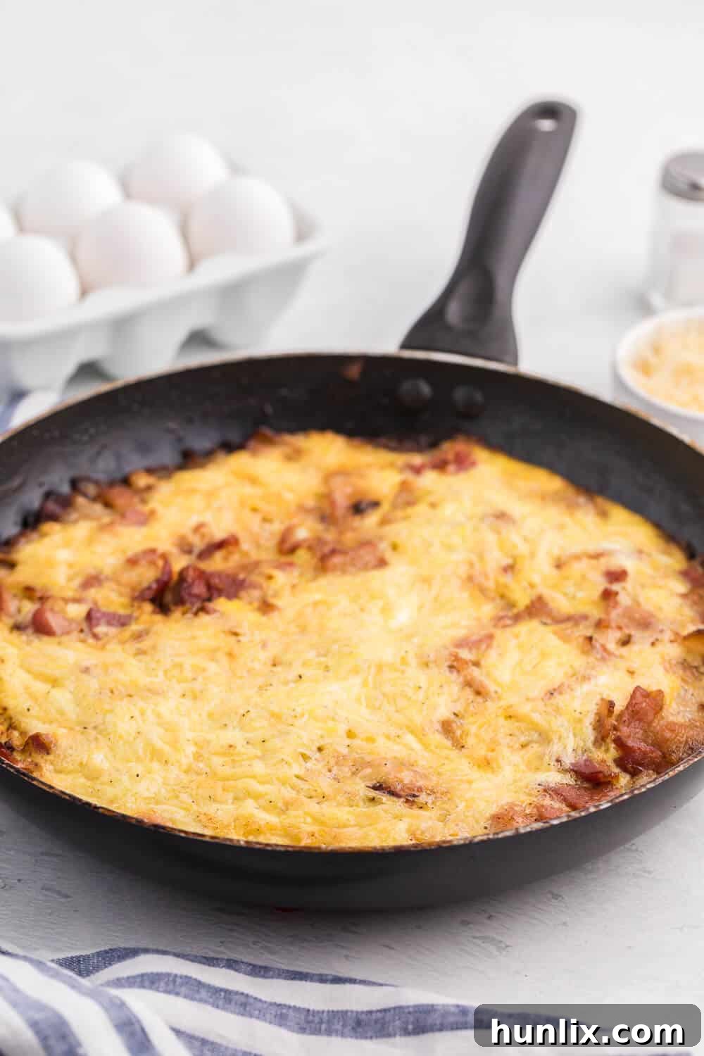 Savory Pancetta and Onion Frittata 3 Pancetta & Onion Frittata - With sweet caramelized onions and salty pancetta, this quick and easy frittata is a great low-carb option - anytime of day!