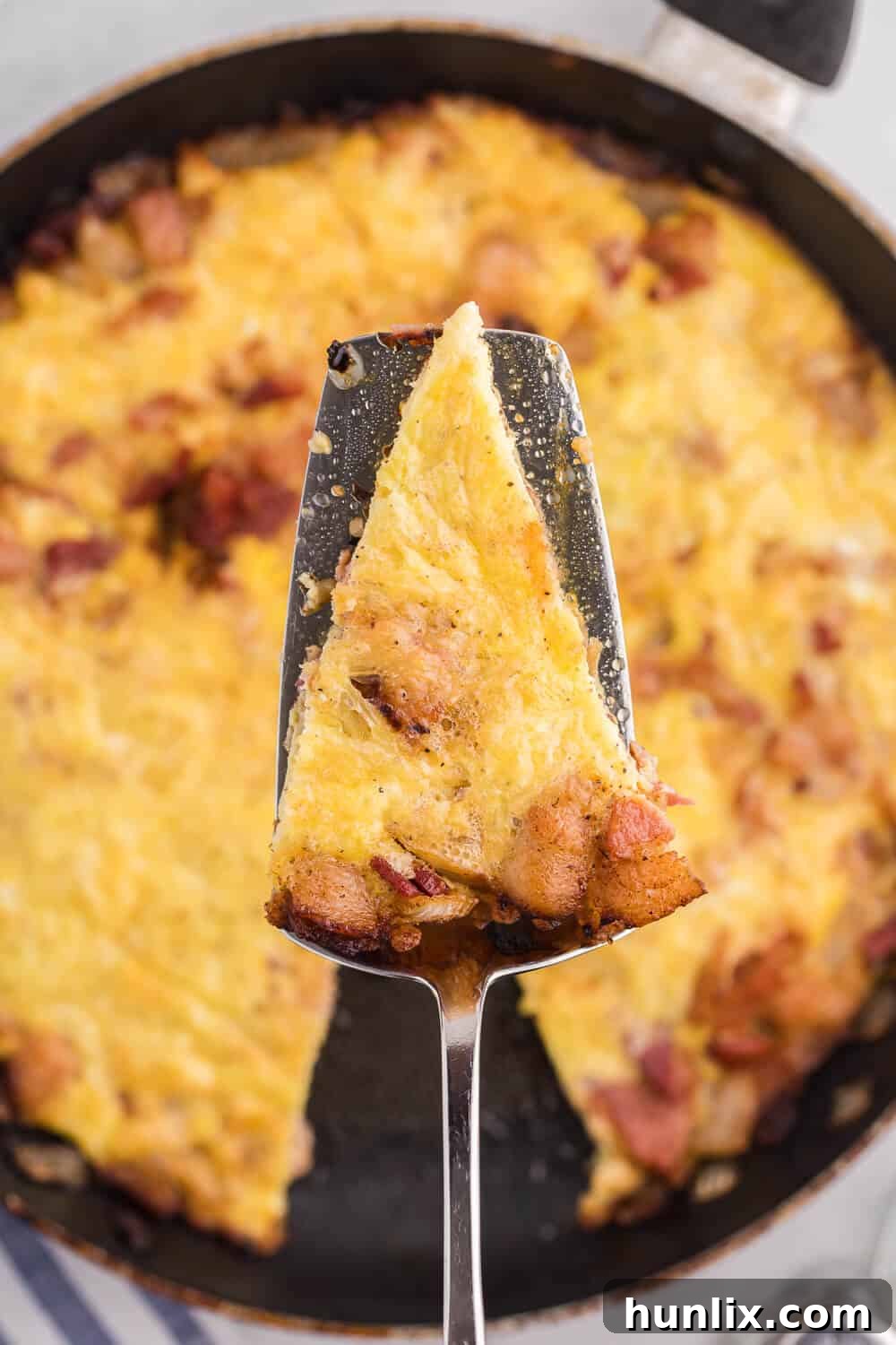 Savory Pancetta and Onion Frittata 4 Pancetta & Onion Frittata - With sweet caramelized onions and salty pancetta, this quick and easy frittata is a great low-carb option - anytime of day!