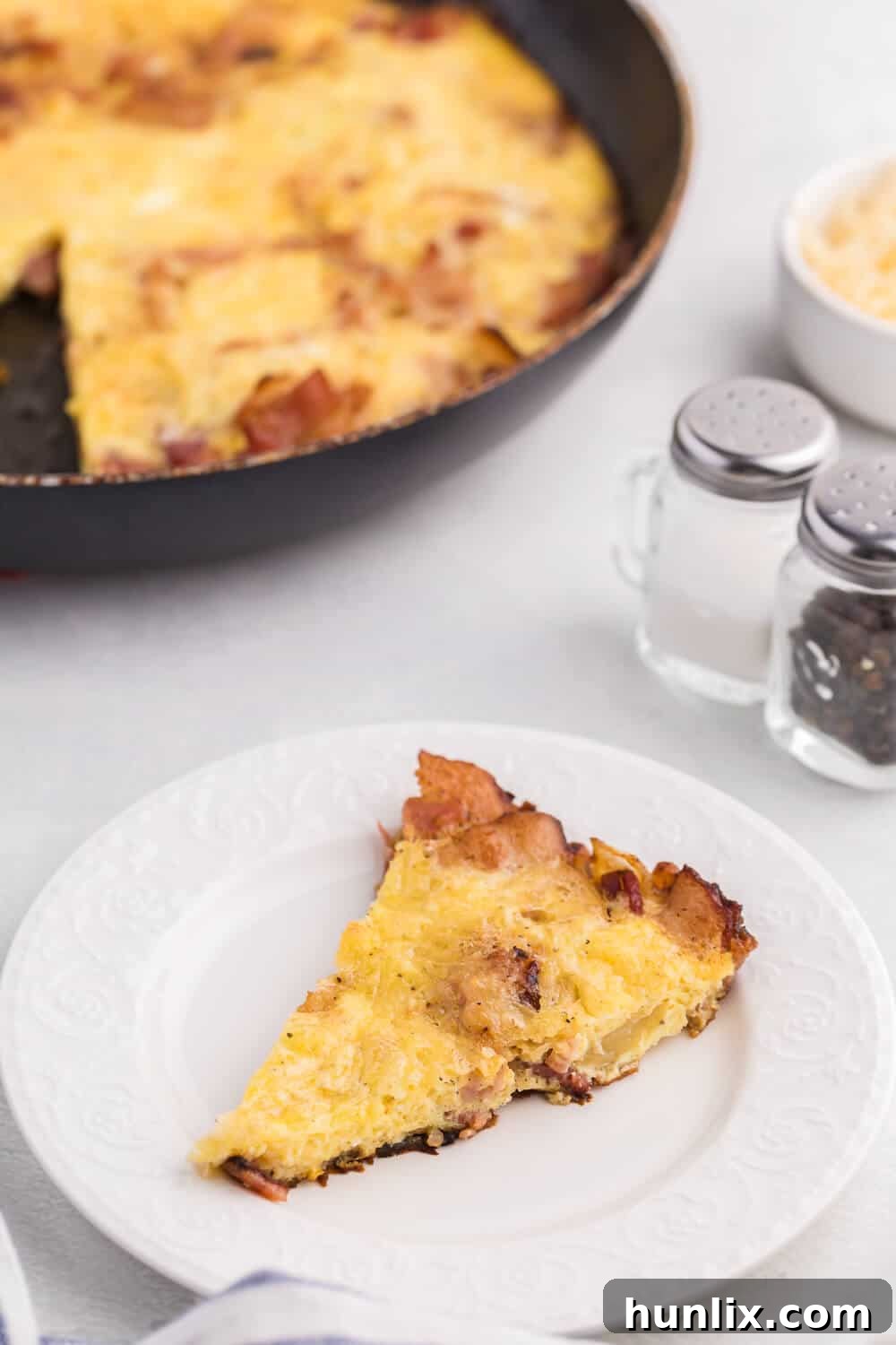 Savory Pancetta and Onion Frittata 5 Pancetta & Onion Frittata - With sweet caramelized onions and salty pancetta, this quick and easy frittata is a great low-carb option - anytime of day!