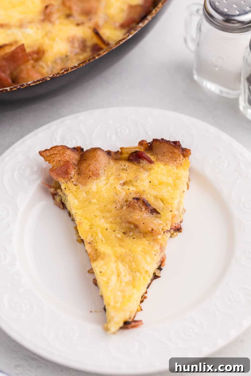 Savory Pancetta and Onion Frittata 6 Pancetta & Onion Frittata - With sweet caramelized onions and salty pancetta, this quick and easy frittata is a great low-carb option - anytime of day!