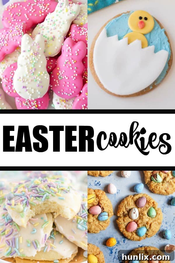 Springtime Cookie Delights 2 A vibrant collage of various Easter cookies, showcasing cute, tasty, and spring-themed designs perfect for homemade treats.