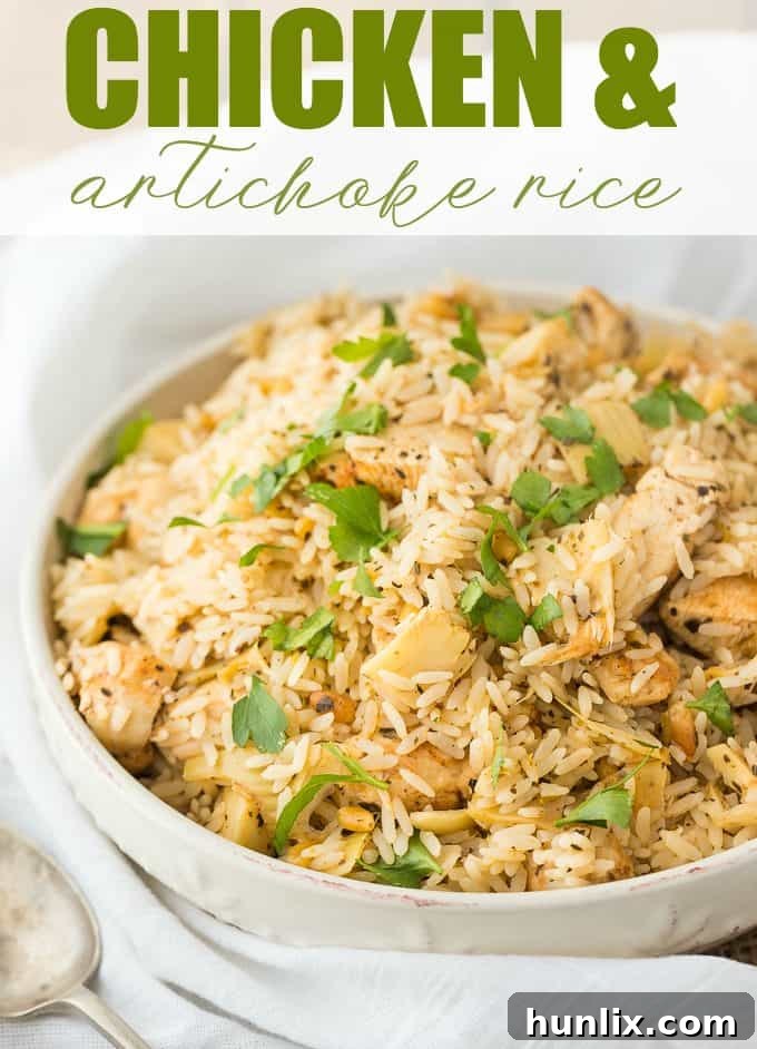 Chicken and Artichoke Rice - The perfect one-pan weeknight dinner! This Mediterranean-inspired recipe is packed with flavor and super easy.