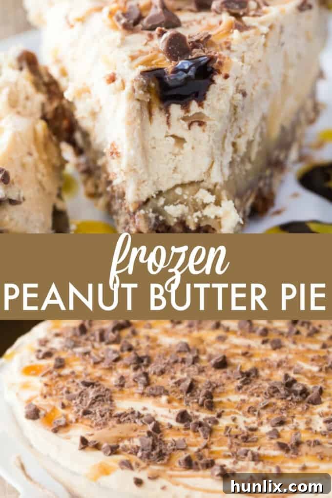 No Bake Peanut Butter Dream Pie 5 Our Frozen Peanut Butter Pie, a delightful medley of textures and tastes: a crunchy pretzel crust, smooth chocolate, rich caramel, and creamy peanut butter ice cream layer.