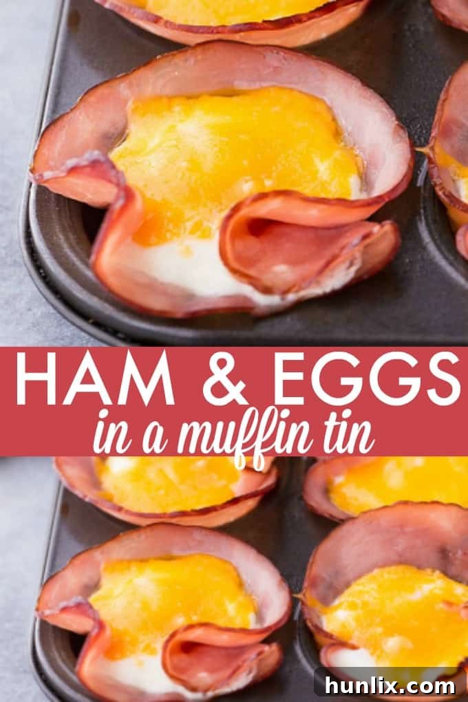 Baked Ham and Egg Cups 5 Ham & Eggs in a Muffin Tin - Savory and filling, this low carb breakfast recipe is a great make-ahead option for busy mornings.