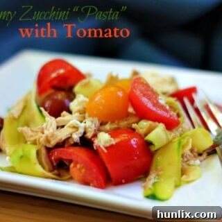 Creamy Zucchini “Pasta” with Tomato
