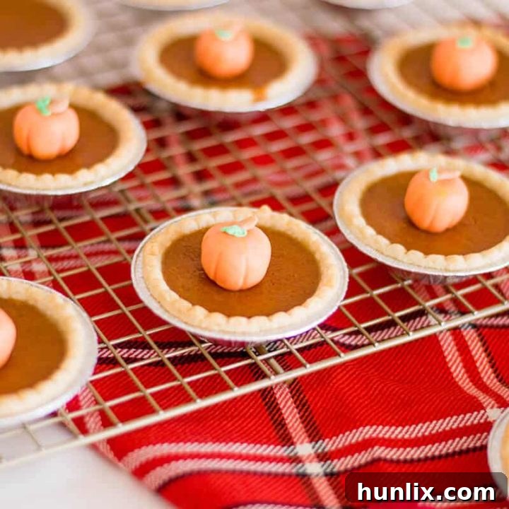 Mini Pumpkin Pies with a Fondant Pumpkin Topping