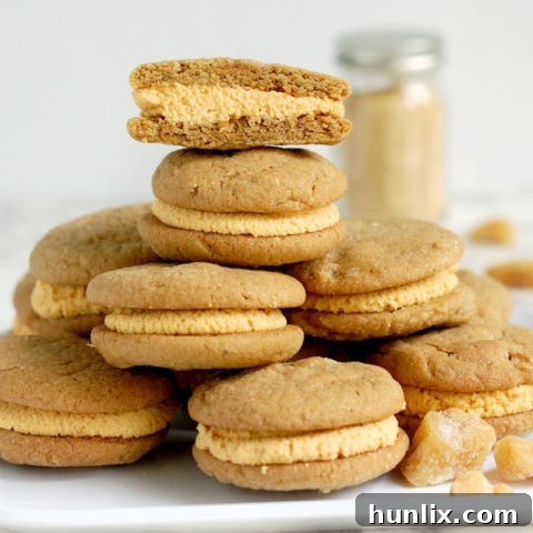 Ginger Sandwich Cookies with Pumpkin Ganache