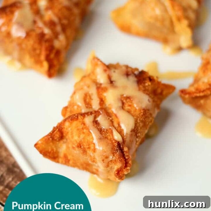 Pumpkin Cream Cheese Wontons with Maple Glaze
