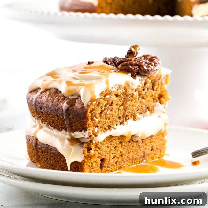 Pumpkin Cake with Salted Caramel Cream Cheese Frosting