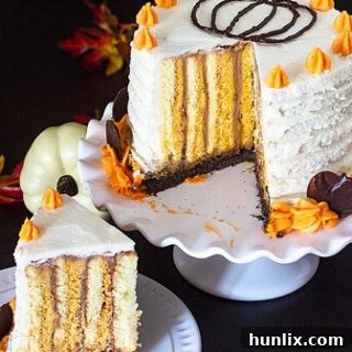 Vertical Layer Pumpkin Orange Chocolate Cake