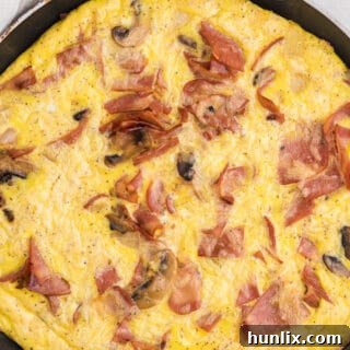 Hearty Turkey Bacon Frittata 7 Turkey Bacon Frittata - Cut a few calories on this amazing brunch dish! Swap the pork for turkey in this delicious egg dish that's perfect for breakfast or dinner.