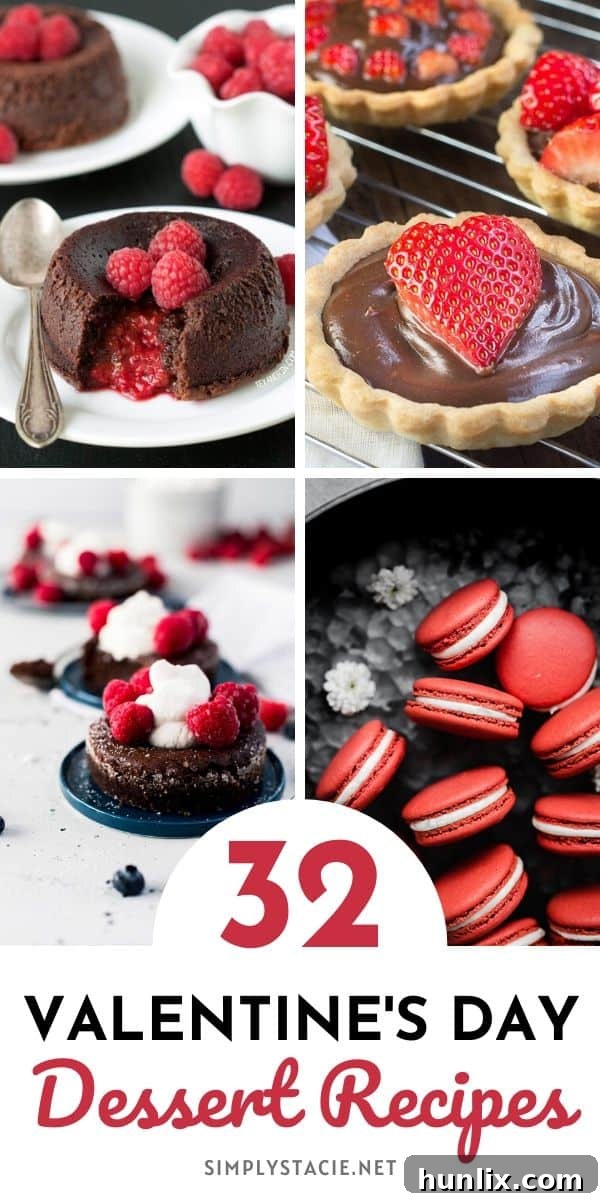 A sumptuous collection of Valentine's Day Desserts including rich chocolate cakes, vibrant strawberry treats, and delicate pastry hearts, perfect for celebrating love.