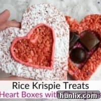 DIY Valentine's Rice Krispie Treats Heart Boxes, a sweet gift idea with a chocolate surprise inside.