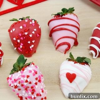 Beautiful Chocolate Covered Strawberries, an easy and elegant Valentine's Day treat.