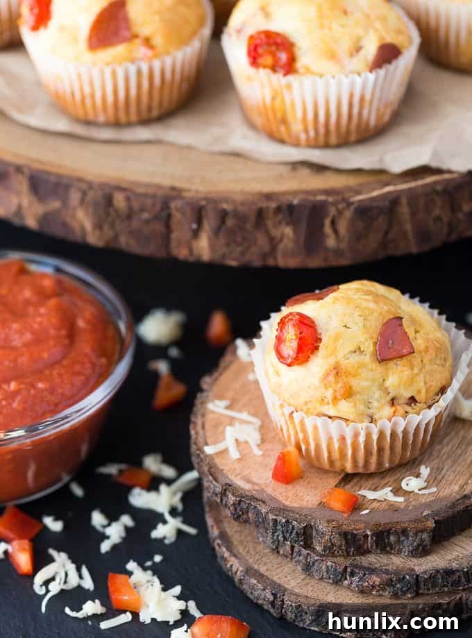 Homemade Pizza Muffins: A kid-friendly snack that combines the delicious taste of pizza with the convenience of a muffin, perfect for customizing with your favorite toppings.