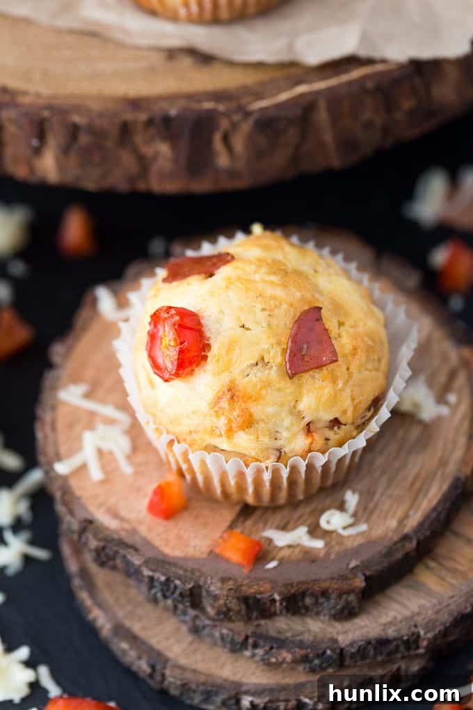 Delicious pizza muffins cooling on a wire rack, featuring a variety of melted cheese and pepperoni toppings, perfect for a quick meal or snack.
