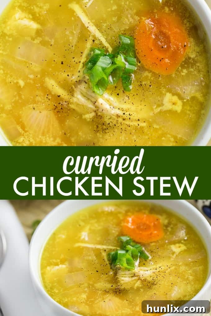 Curried Chicken Stew - Comforting and delicious! This easy crockpot stew recipe is made with tender chicken, coconut milk, curry powder, and fresh ginger.