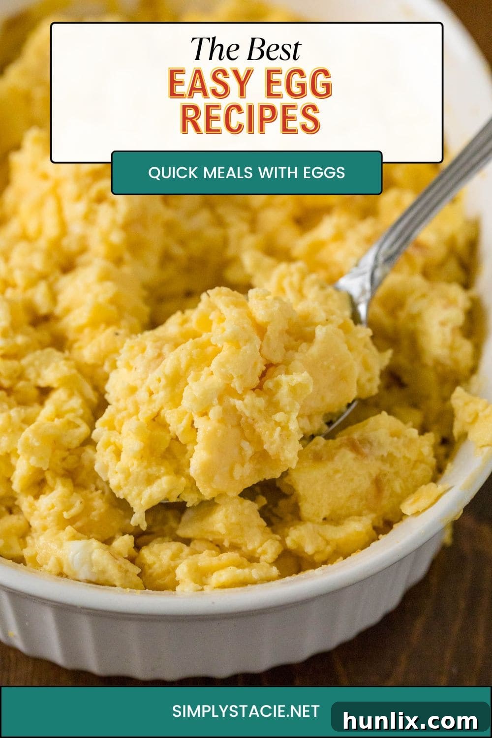 A vibrant collection of various easy egg recipes, including muffins, bakes, and quiches, arranged invitingly on a rustic wooden surface, perfect for inspiring quick and simple meal ideas for busy mornings, lazy lunches, or no-fuss dinners.
