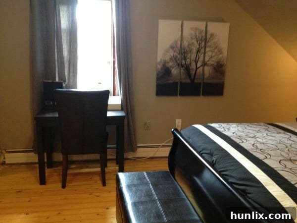 New Curtains and Ottoman in Master Bedroom