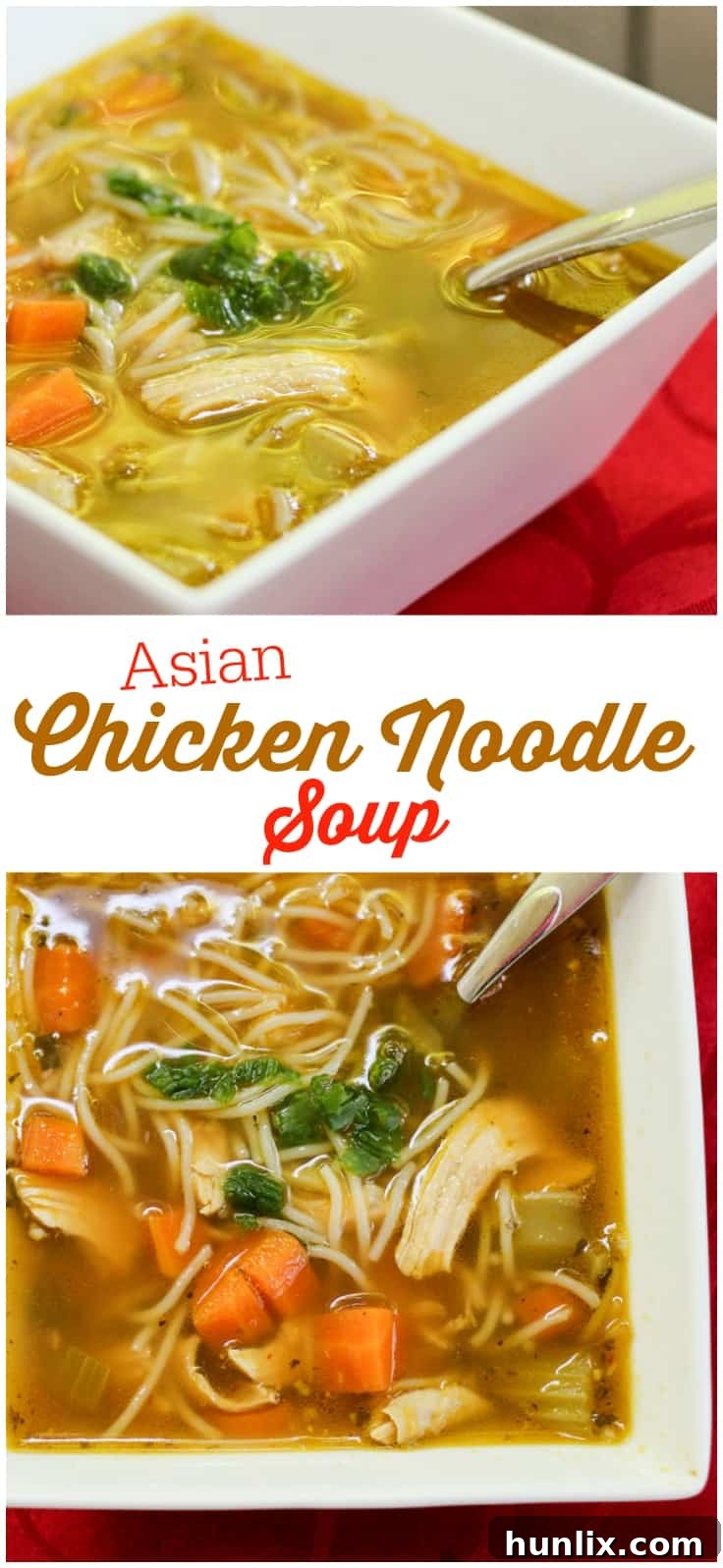 Savory Sesame Chicken Noodle Soup 2 Hearty Asian Chicken Noodle Soup with fresh ginger, garlic, and street noodles. A delicious, comforting, and quick meal perfect for any season.