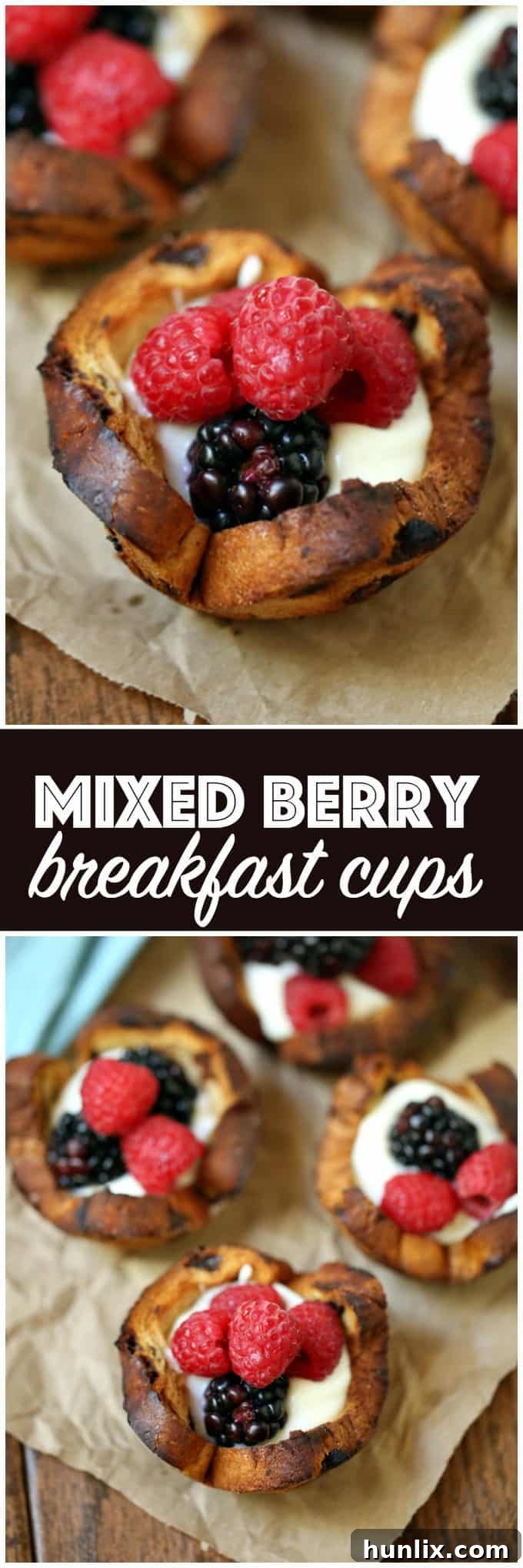 A vibrant collage showcasing various angles and close-ups of Mixed Berry Breakfast Cups, highlighting the ingredients and appetizing presentation.