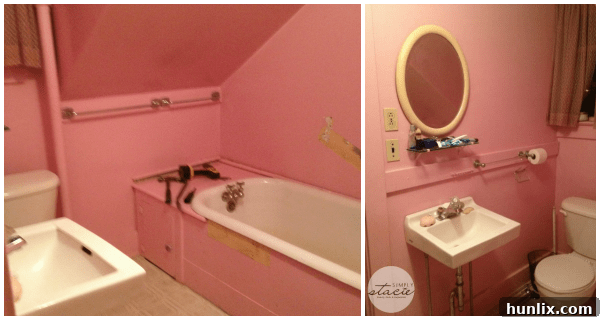 The Upstairs Bathroom Glow-Up 2 Before Bathroom Makeover - Original Pink Bathroom