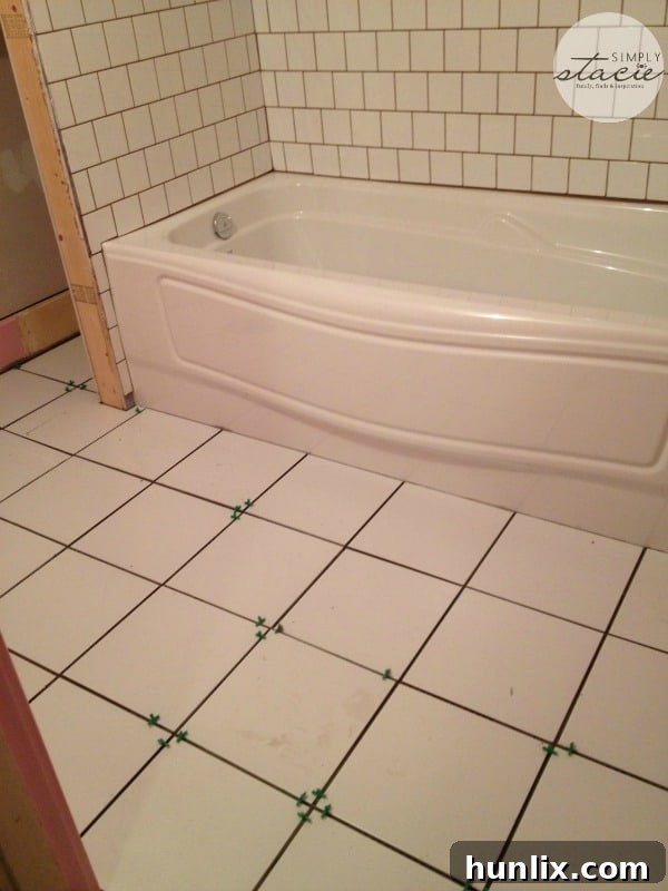 The Upstairs Bathroom Glow-Up 5 Bathroom Renovation Progress - Floor Tile Installation Nearing Completion