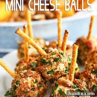 Mini Bacon Onion Ranch Cheese Balls - Perfect bite-sized appetizers for holiday parties, game day tailgating, and poolside snacking. Full of flavor!