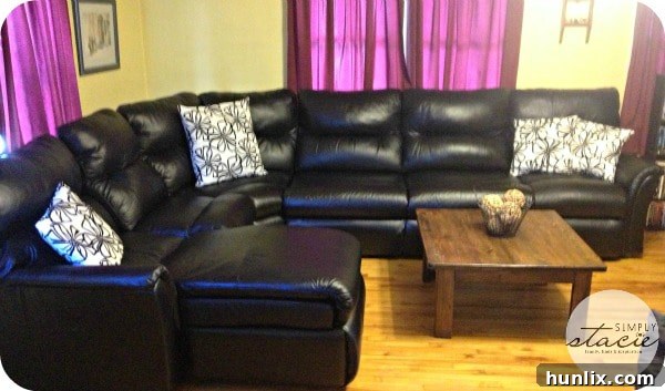 Living Room Makeover - Before with sectional