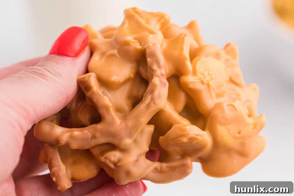 A hand holds a single Goldfish Drop, showing its inviting texture and readiness to be enjoyed.