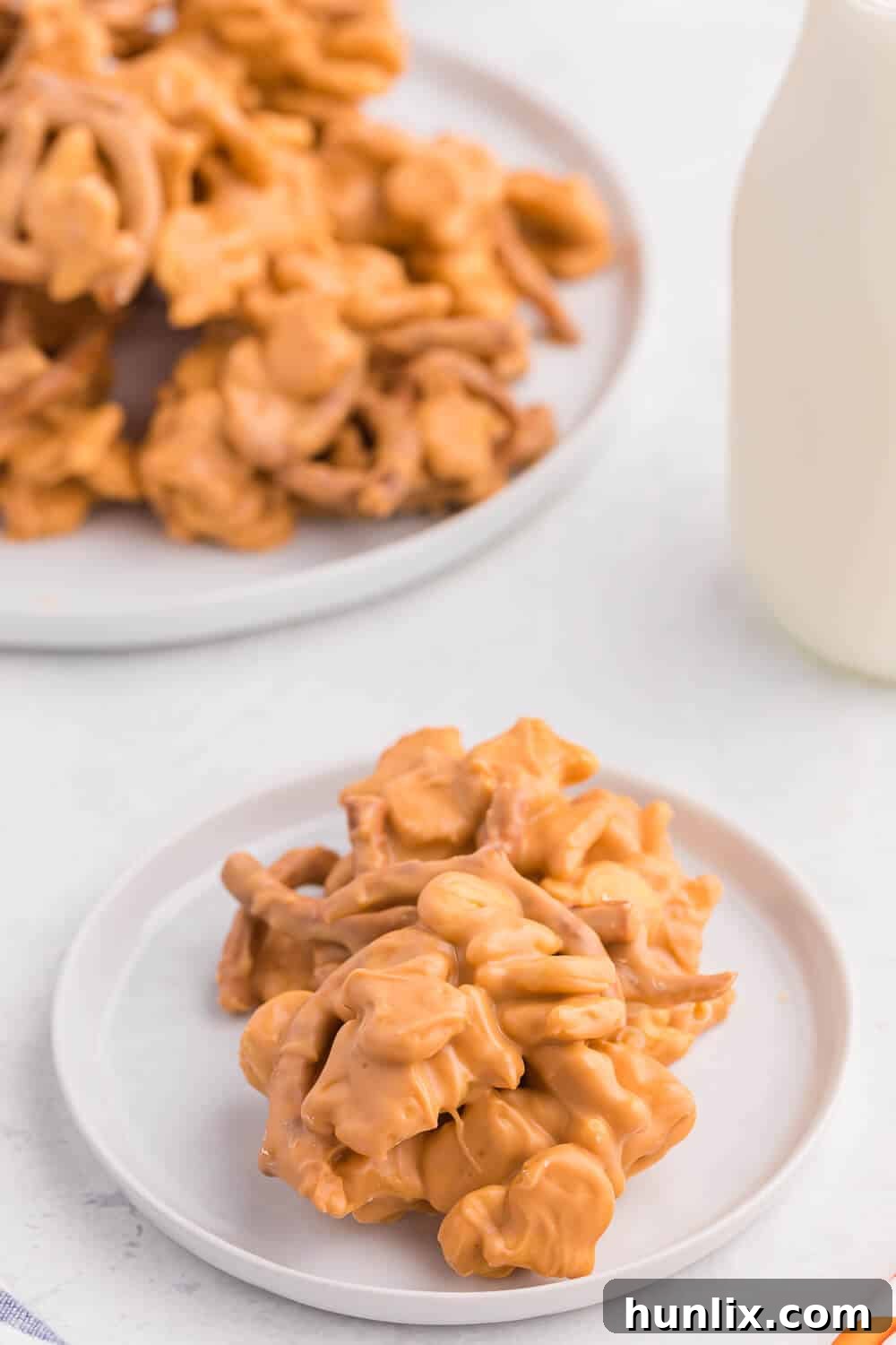 A single Goldfish Drop resting on a small white plate, ready to be picked up and savored.