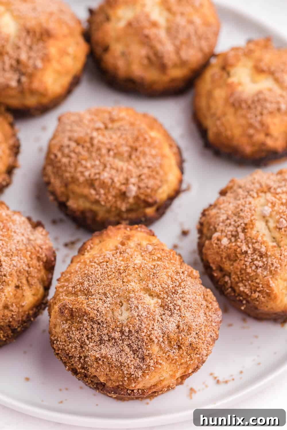 Freshly baked pecan coffee cake muffins cooling on a wire rack